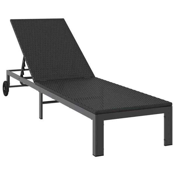 Grote foto vidaxl ligstoel 2 persoon 3 pcs zwart poly rattan tuin en terras tuinmeubelen