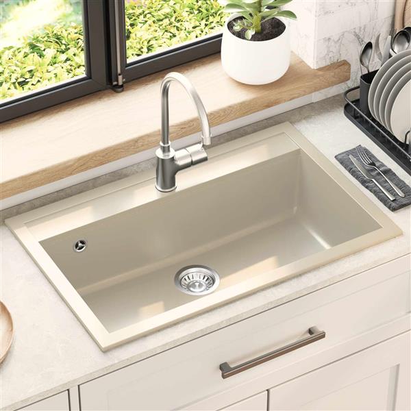 Grote foto vidaxl wasbak beige 795 x 505 mm graniet huis en inrichting keukens