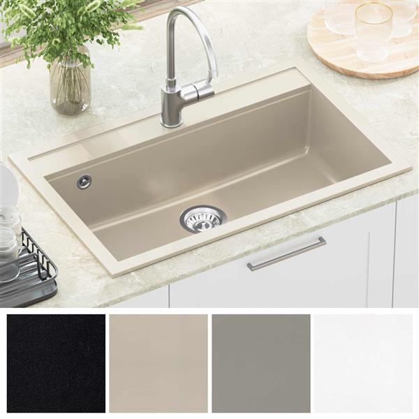 Grote foto vidaxl wasbak beige 795 x 505 mm graniet huis en inrichting keukens