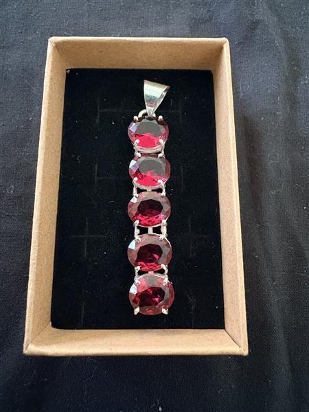 Grote foto rode topaas zilver 925 ketting hanger pendant sieraden tassen en uiterlijk kettingen