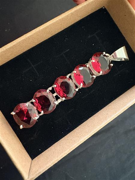Grote foto rode topaas zilver 925 ketting hanger pendant sieraden tassen en uiterlijk kettingen