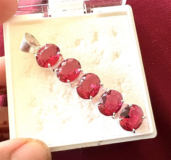 Grote foto rode topaas zilver 925 ketting hanger pendant sieraden tassen en uiterlijk kettingen