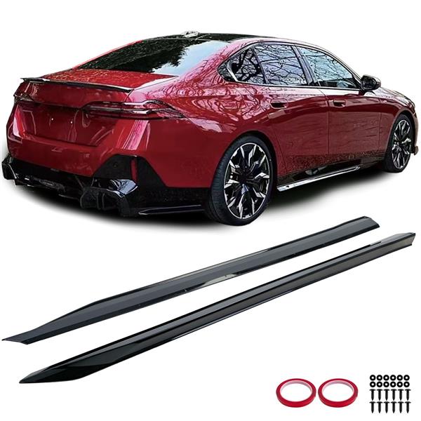 Grote foto dit betreft een set bmw g60 g61 glans zwarte mpe side skirt extensions auto onderdelen tuning en styling
