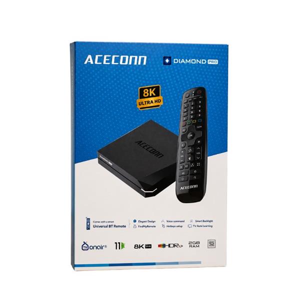 Grote foto aceconn diamond pro krachtige 8k android tv box met voice control telecommunicatie zenders en ontvangers