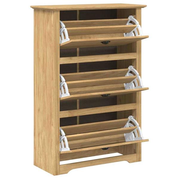 Grote foto vidaxl schoenenrek bodo honingbruin 80 x 35 x 118 cm bewerkt hout huis en inrichting overige