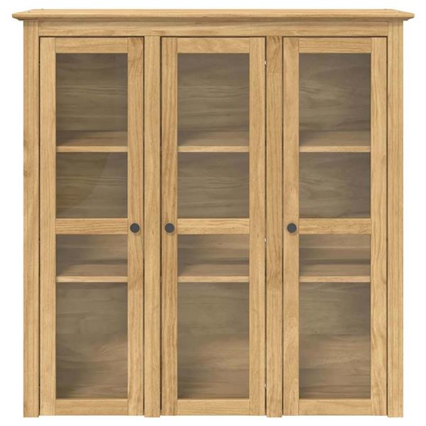 Grote foto vidaxl kast met glazen deuren bodo honingbruin 115 5 x 38 5 x 117 7 cm huis en inrichting overige