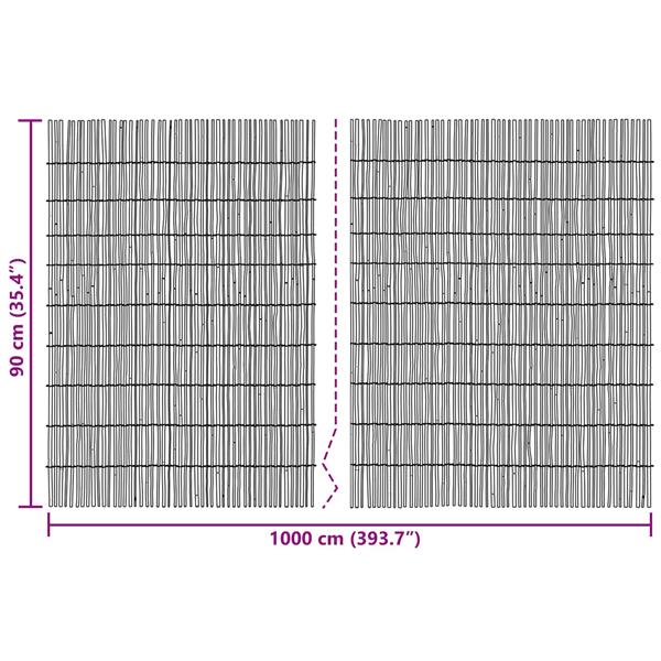 Grote foto vidaxl tuinhek ge carboniseerd 1000 x 90 cm riet tuin en terras hekken en schuttingen