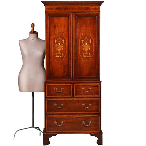 Grote foto het smalste engelse kabinet dat ik de laatste 44 jaar zag prachtig rijk ingelegd ca 1810 no.412010 antiek en kunst stoelen en banken