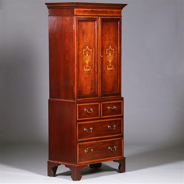 Grote foto het smalste engelse kabinet dat ik de laatste 44 jaar zag prachtig rijk ingelegd ca 1810 no.412010 antiek en kunst stoelen en banken