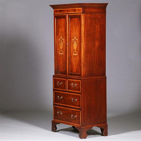 Grote foto het smalste engelse kabinet dat ik de laatste 44 jaar zag prachtig rijk ingelegd ca 1810 no.412010 antiek en kunst stoelen en banken