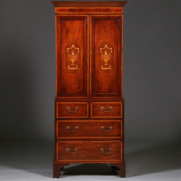 Grote foto het smalste engelse kabinet dat ik de laatste 44 jaar zag prachtig rijk ingelegd ca 1810 no.412010 antiek en kunst stoelen en banken