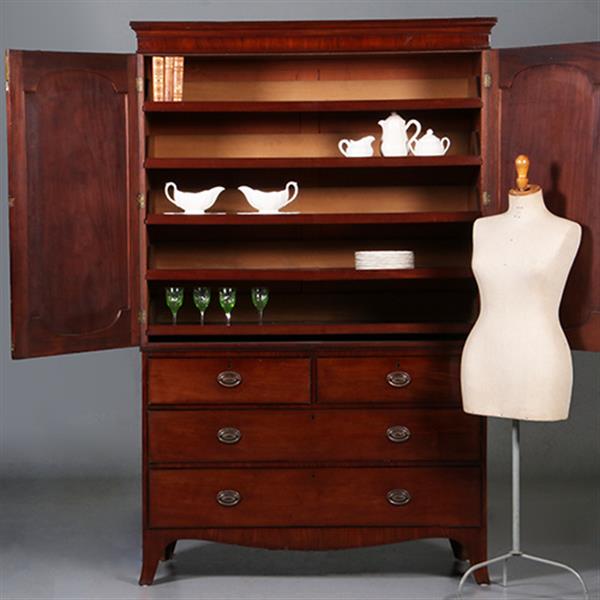 Grote foto strak en sober engels kabinet in prachtig donker mahonie 18e eeuws no.421010 antiek en kunst stoelen en banken