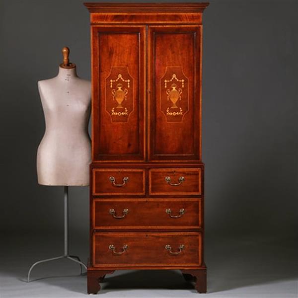 Grote foto het smalste engelse kabinet dat ik de laatste 44 jaar zag prachtig rijk ingelegd ca 1810 no.412010 antiek en kunst stoelen en banken