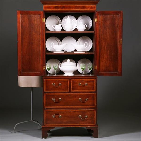 Grote foto het smalste engelse kabinet dat ik de laatste 44 jaar zag prachtig rijk ingelegd ca 1810 no.412010 antiek en kunst stoelen en banken