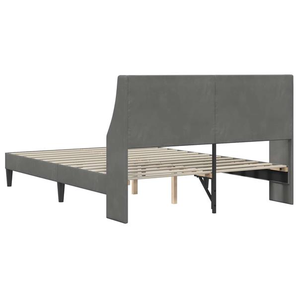 Grote foto vidaxl bedframe met hoofdeinde donkergrijs 137 x 190 cm fluweel antiek en kunst stoelen en banken