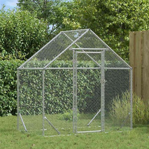 Grote foto vidaxl kippenhok zilver 170 x 100 x 177 cm gegalvaniseerd staal dieren en toebehoren hokken en kooien