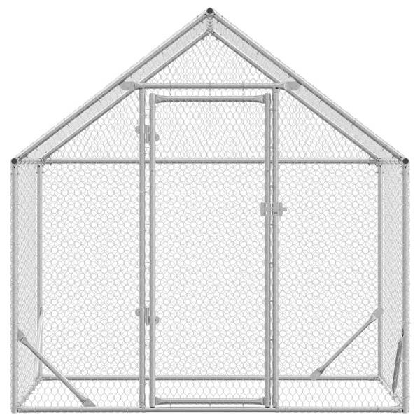 Grote foto vidaxl kippenhok zilver 170 x 100 x 177 cm gegalvaniseerd staal dieren en toebehoren hokken en kooien