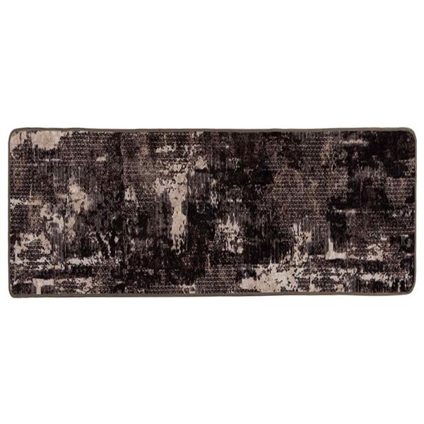 Grote foto vidaxl vloerkleedloper marsa zwart 100 x 250 cm polyester en pvc huis en inrichting vloerbedekking en kleden