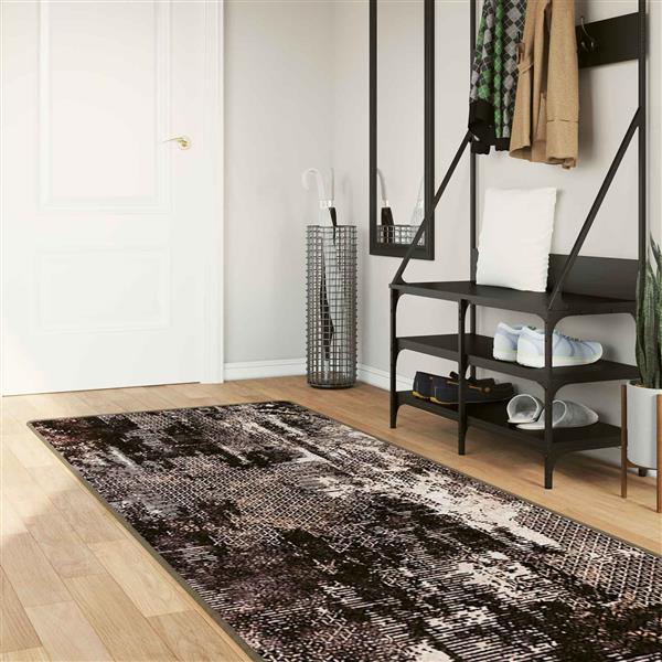 Grote foto vidaxl vloerkleedloper marsa zwart 80 x 350 cm polyester en pvc huis en inrichting vloerbedekking en kleden