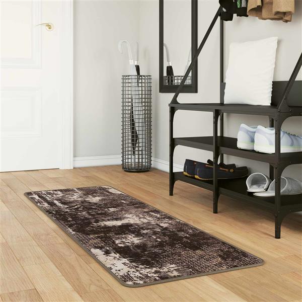 Grote foto vidaxl vloerkleedloper marsa zwart 50 x 150 cm polyester en pvc huis en inrichting vloerbedekking en kleden