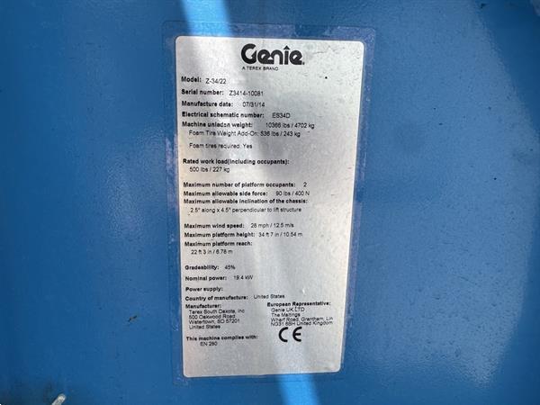 Grote foto genie z 34 22 knikarmhoogwerker arbeitsbuhne 12.5m werkhoogte 4x4 kubota diesel 2014 doe het zelf en verbouw hoogwerkers