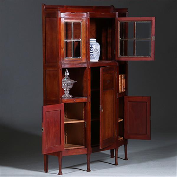 Grote foto art deco kast in massief mahonie met subliem snijwerk hollands ca 1900 no.421030 antiek en kunst stoelen en banken