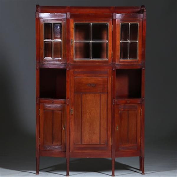 Grote foto art deco kast in massief mahonie met subliem snijwerk hollands ca 1900 no.421030 antiek en kunst stoelen en banken