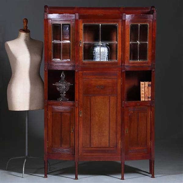 Grote foto art deco kast in massief mahonie met subliem snijwerk hollands ca 1900 no.421030 antiek en kunst stoelen en banken