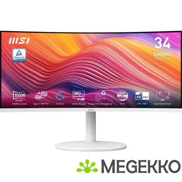 Grote foto msi modern md342cqpw 34 wide quad hd 120hz va curved usb c monitor computers en software overige computers en software