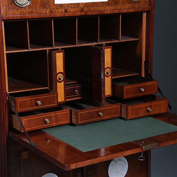 Grote foto secretaire abattant of klepbureau met 5 biscuit panelen prachtig ingelegd ca 1790 no.260650 antiek en kunst overige in antiek gebruiksvoorwerpen