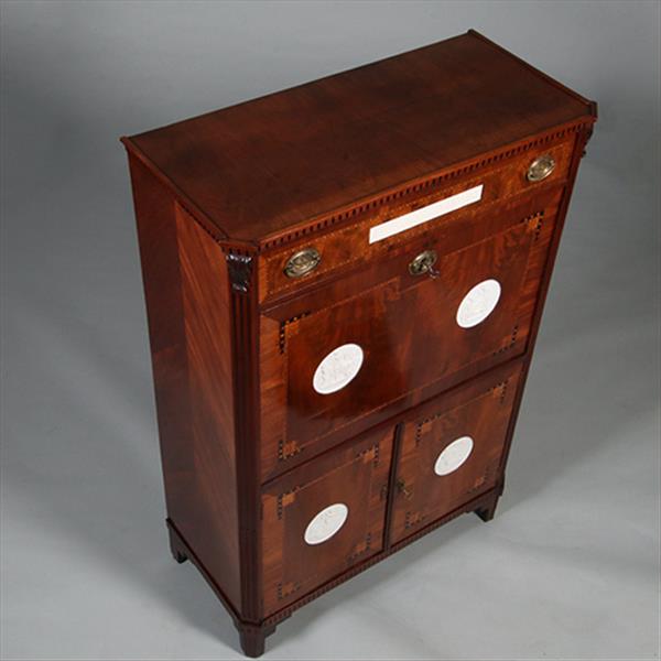 Grote foto secretaire abattant of klepbureau met 5 biscuit panelen prachtig ingelegd ca 1790 no.260650 antiek en kunst overige in antiek gebruiksvoorwerpen