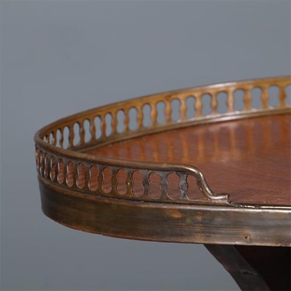 Grote foto niervormige etagiere of bijzettafel met messing rand en zonmotief ca 1900 no.422445 antiek en kunst stoelen en banken