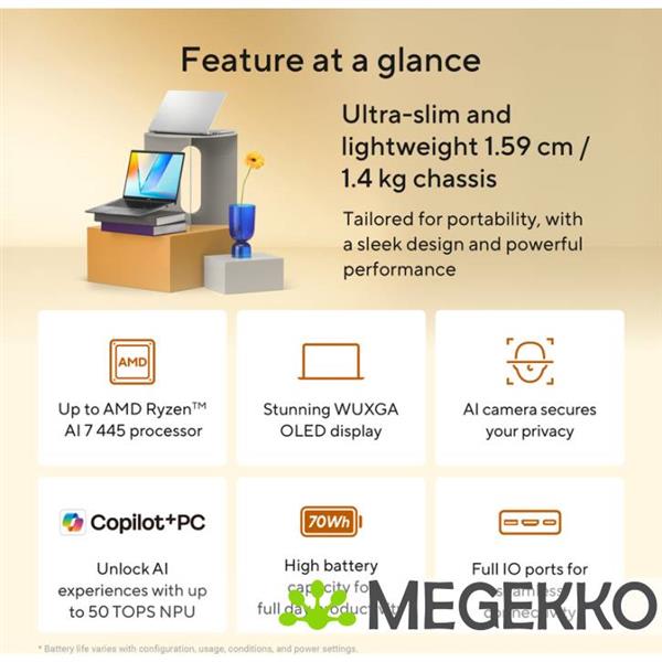 Grote foto asus vivobook s14 m3407ga sf5ndw 14 copilot pc amd ryzen ai 7 computers en software overige computers en software