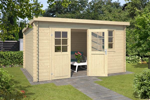 Grote foto blokhut amira 380x230 onbehandeld vuren tuin en terras tuinhuisjes en blokhutten