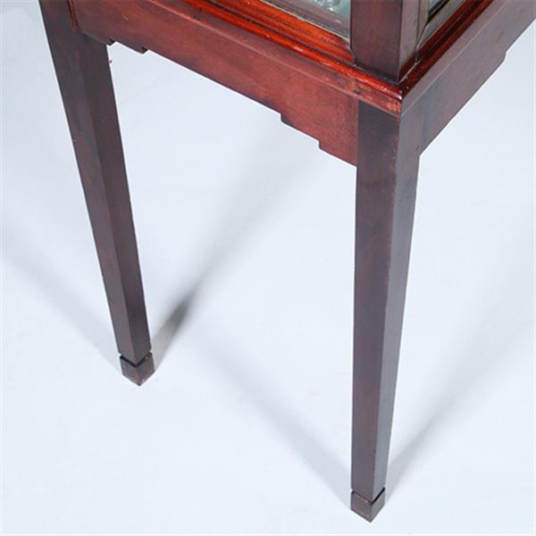 Grote foto art deco vitrinekast in mahonie met contrasterende essenhouten golflijst ca 1915 no.421025 antiek en kunst stoelen en banken