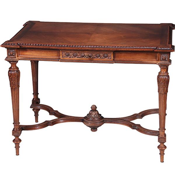 Grote foto schrijftafeltje of wandtafel in notenhout met brede lade frankrijk ca 1860 no.422435 antiek en kunst stoelen en banken