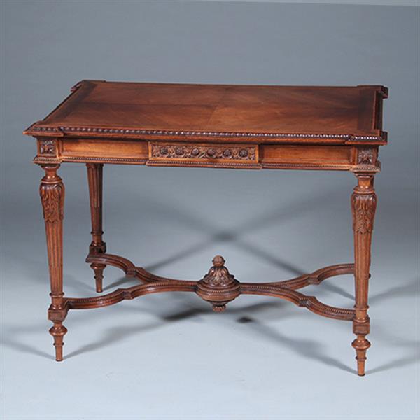 Grote foto schrijftafeltje of wandtafel in notenhout met brede lade frankrijk ca 1860 no.422435 antiek en kunst stoelen en banken
