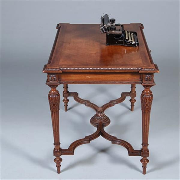 Grote foto schrijftafeltje of wandtafel in notenhout met brede lade frankrijk ca 1860 no.422435 antiek en kunst stoelen en banken