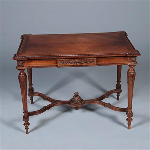 Grote foto schrijftafeltje of wandtafel in notenhout met brede lade frankrijk ca 1860 no.422435 antiek en kunst stoelen en banken
