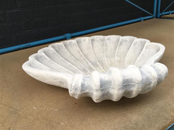 Grote foto vogelbad schelp ca. 55 cm steen tuin en terras tuindecoratie