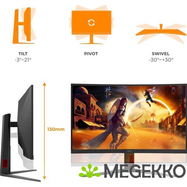 Grote foto aoc gaming g4 c32g4z 31.5 curved full hd 260hz va monitor computers en software overige computers en software