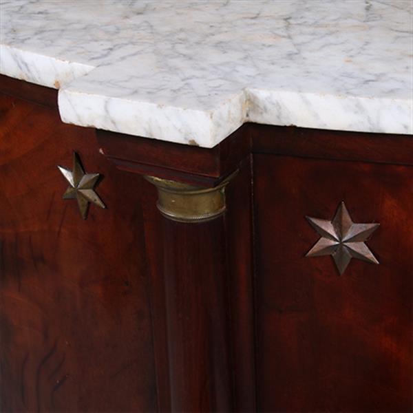 Grote foto franse empire demi lune buffet in mahonie met bloemmahonie ca 1810 no.431520 antiek en kunst stoelen en banken