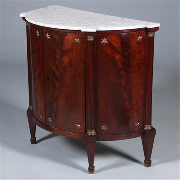 Grote foto franse empire demi lune buffet in mahonie met bloemmahonie ca 1810 no.431520 antiek en kunst stoelen en banken