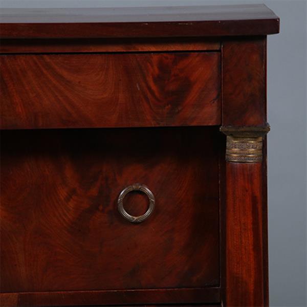 Grote foto opvallend kleine fraaie hollandse empire commode met 4 laden en 2 zuilen ca 1810 no.431525 antiek en kunst stoelen en banken