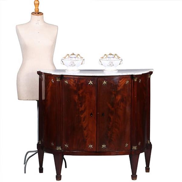 Grote foto franse empire demi lune buffet in mahonie met bloemmahonie ca 1810 no.431520 antiek en kunst stoelen en banken