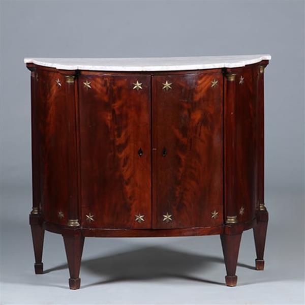 Grote foto franse empire demi lune buffet in mahonie met bloemmahonie ca 1810 no.431520 antiek en kunst stoelen en banken