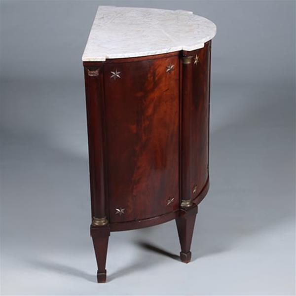 Grote foto franse empire demi lune buffet in mahonie met bloemmahonie ca 1810 no.431520 antiek en kunst stoelen en banken