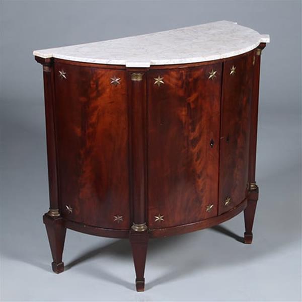 Grote foto franse empire demi lune buffet in mahonie met bloemmahonie ca 1810 no.431520 antiek en kunst stoelen en banken