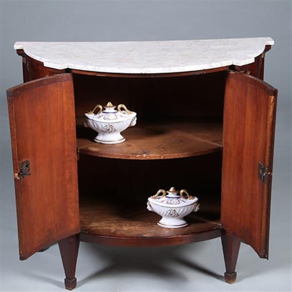 Grote foto franse empire demi lune buffet in mahonie met bloemmahonie ca 1810 no.431520 antiek en kunst stoelen en banken