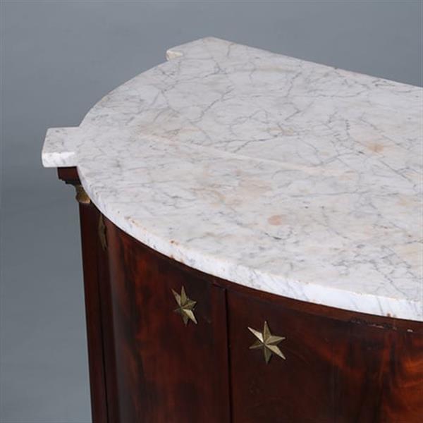 Grote foto franse empire demi lune buffet in mahonie met bloemmahonie ca 1810 no.431520 antiek en kunst stoelen en banken